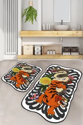 Productafbeelding van Mijolnir, set badmatten met dierenprint (2 stuks), meerkleurig, 100% polyester, 50 x 60 cm