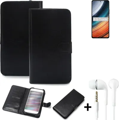 Produktbild von K-S-Trade Wallet Case Handyhülle kompatibel mit Xiaomi Redmi K40S Schutzhülle Flip cover Flipstyle Tasche Hülle Flipcover Slim Bumper schwarz + in