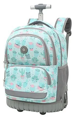 Produktbild von Trolley Rucksack mit Rollen für Kinder, Schulranzen, Schultrolley, Kinderrucksack, Grün, 31x28x46cm