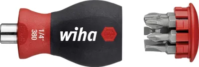 Produktbild von Wiha Schraubendreher Stubby mit Bit Magazin und 6 Bits magnetisch 33738