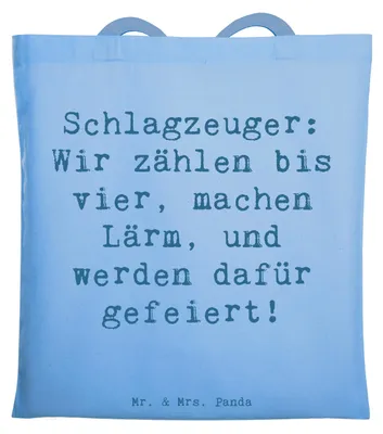 Produktbild von Mr. & Mrs. Panda Schultasche Spruch Schlagzeuger Stolz - Sky Blue - Geschenk, Konzert, Jutebeutel, Präsenz, Musik, Band, Lernen, Musiker, Tasche, Beutel, Instrument