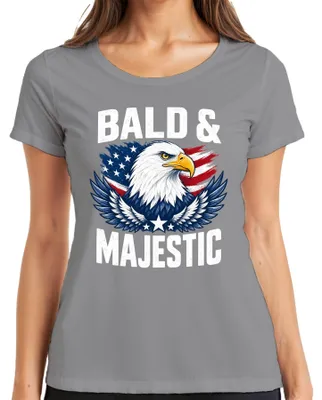 Produktbild von Bald And Majestic Adler USA Flagge American Eagle Weißkopfseeadler Damen T-Shirt, Grau, 3XL