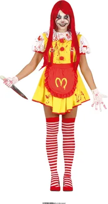 Produktbild von Clown Schreckgespenst Halloween Horrorkostüm Blutiges Design Gothic Look, Größe: 44 - 46 (XL) Farbe: Gelb