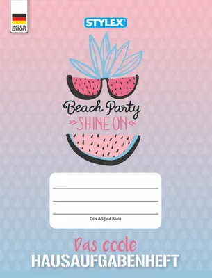 Produktbild von Hausaufgabenheft mit Heftumschlag / A5 / "Beach Party"