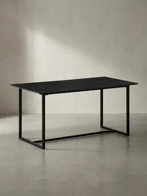 Produktbild von Esszimmertisch 180x90x76 cm Küchentisch Schwarz in Marmor-Optik Modern, Esstisch Groß, Speisetisch Rechteckig, Tisch Esszimmer mit Metallbeinen