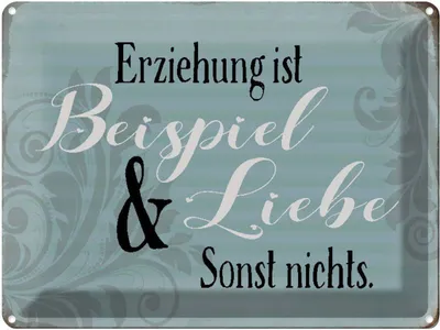 Image de vianmo Plaque en tôle 30x40 cm Erziehung ist Beispiel und Liebe