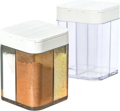 Produktbild von Kräuterpulver-Set aus 2 multifunktionalen, transparenten Kräuterpulvern, ideal für Camping, Reisen, Kochen, Grillen und Hausgebrauch.