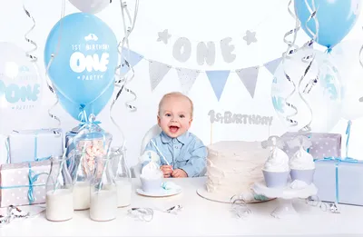 Image de Set de décoration 1er anniversaire bleu 33 pcs.
