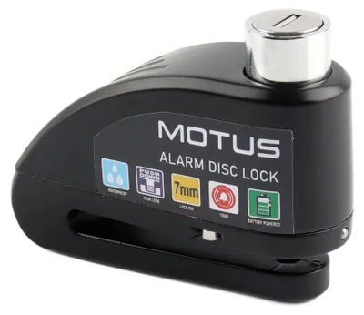 Produktbild von Motus Alarm Lock Bremsscheibenschloss mit Alarm, Schlüsselschloss, kompakter Diebstahlschutz für Fahrrad, E-Scooter, Motorrad & Roller