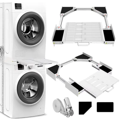 Stapelset für Waschmaschine/Trockner, verstellbar 53-68 cm, weiß