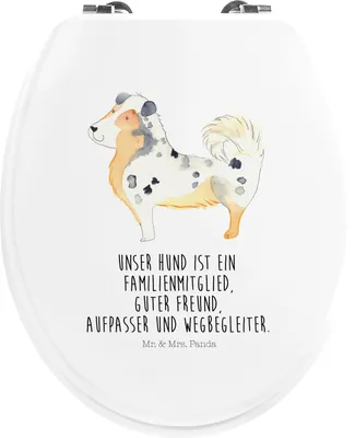 Produktbild von Mr. & Mrs. Panda Toilettenbrille Hund Australien Shepherd - Weiß - Geschenk, Familie, Sprüche, Spruch, klo deckel, Klo-Deckel, WC Brille, Toilettendeckel, Sitz, WC-Sitz