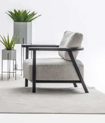 Produktbild von Exklusiver Grauer Sessel Wohnzimmer Polstermöbel Designer Textilsessel