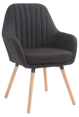 Produktbild von CLP Stuhl Florian Stoff mit Sitzpolster und Holzbeinen Gestell schwarz Gestell Farbe natur