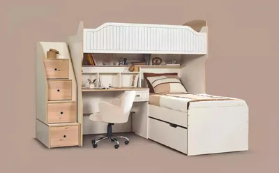 Image de Lit superposé Lit surélevé Lit superposé avec bureau Deux lits