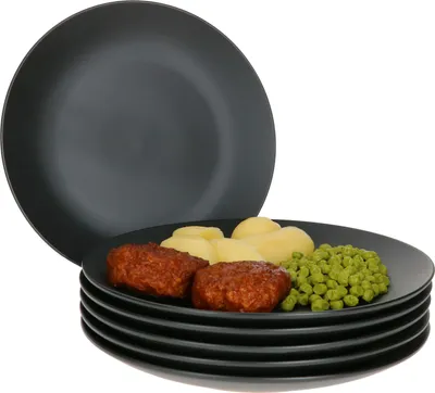 Produktbild von Mambocat Lampart Nero 6-tlg. Essteller Set I Schwarz I Speiseteller I Steingut