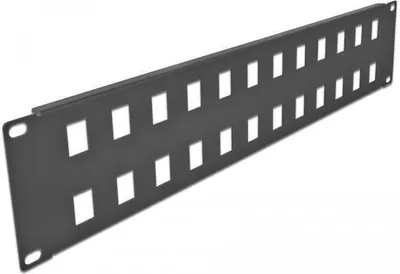 Produktbild von DeLOCK 19″ Keystone Patchpanel 24 Port 2 HE schwarz, Grundpfeilerplatte, Metall, Schwarz