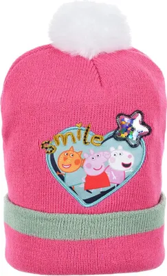 Produktbild von Peppa Wutz Pig Mieze Molly Luzie Locke Kinder Wintermütze Mütze Bommelmütze – Rosa / 52