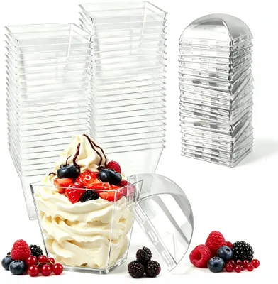 Vierkante Becher aus Kunststoff, 4 oz, 1 Stück