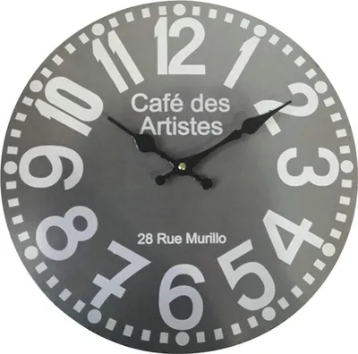 Produktbild von Rebecca Mobili Runde Wanduhr aus grauem und weißem Holz ø 33,8 cm