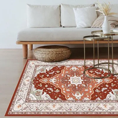 Immagine prodotto di Tappeto Boho in fibra sintetica, morbido e lavabile – con base antiscivolo in TPR, ideale per decorare soggiorni, camere da letto e camerette