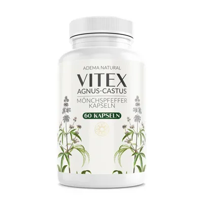 Produktbild von Adema Natural® Mönchspfeffer Kapseln – bei PMS, Wechseljahre – Zyklus stabilisieren – Vitex Agnus Castus – hormonelle Gleichgewicht – für Frauen