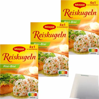 Produktbild von Maggi Reiskugeln Risi-Bisi 3er Pack (3x125g Packung) + usy Block