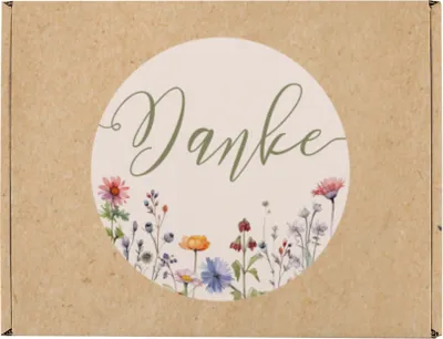 Produktbild von Geschenkbox "Danke" mit Blumen-Motiv – Geschenkverpackung aus stabiler Pappe (Größe: C)