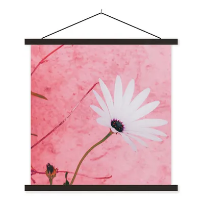 Produktbild von MuchoWow® Textilposter Blumen - Rosa - Vintage 60x60 cm mit schwarzem Rahmen - Posteraufhänger