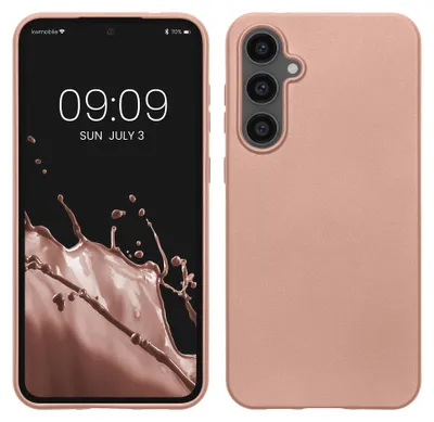 Produktbild von kwmobile Handyhülle für Samsung Galaxy S23 FE Hülle - Silikon Case metallisch schimmernd - Schutzhülle Cover - Metallic Rosegold
