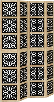 Imagen del producto de Divisorio de ambientes de 4 paneles, madera, 145 x 220 cm, biombo, color marrón y