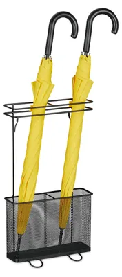 Productafbeelding van Paraplubak van metaal, rechthoekig, modern design, afmetingen (hoogte x breedte x diepte): 54 x 30,5 x 15 cm, zwart, voor een geordende opbergruimte voor paraplu's