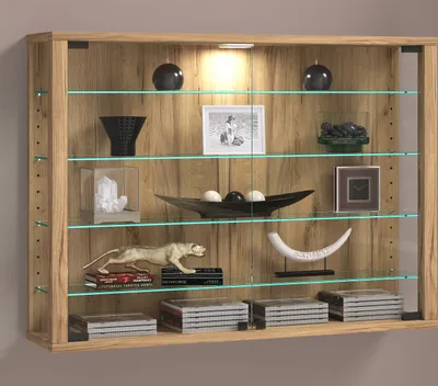 Produktbild von VCM Glasvitrine hängend | Vitrine Glas mit ESG-Sicherheitsglas | Maße: H. 60 x B. 83 x T. 18 cm | Hängevitrine Glas | Modern und platzsparend | Glas Vitrinenschrank - Vitrosa L