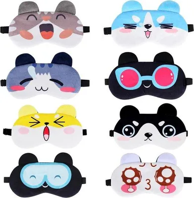 Produktbild von Kinder-Schutzmaske Set von 8 - Schattiges Tiermuster - Ultraweiches Material - Frauen- und Kinder-Schutzmaske - Gruseliges Design - Lichtblocker - Elastische Verbindung - 8er Set