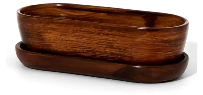 Produktbild von Keramischer Blumentopf Blumenschale Kakteenschale Untersetzer für Kakteen und Bonsai oval L 29 cm