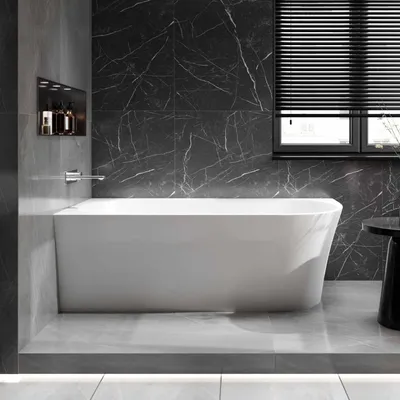 Produktbild von Halb freistehende Raumsparbadewanne NORA CORNER Acryl Weiß - 170 x 80 cm - Einbau Links