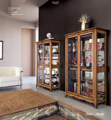 Produktbild von Massivholz Vitrinen Glas Schrank Echtholz Vitrine Wohnzimmer Möbel Anrichte