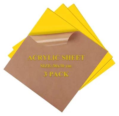 Image de Solidchoice - Ensemble de 3 feuilles d'acrylique de 30 x 30 cm, couleur jaune