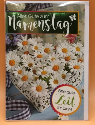 Produktbild von Namenstag - Glückwunschkarte im Format 11,5 x 17 cm mit Umschlag