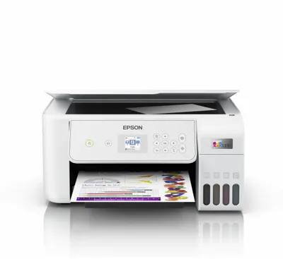 A white Epson EcoTank printer is shown against a white background.