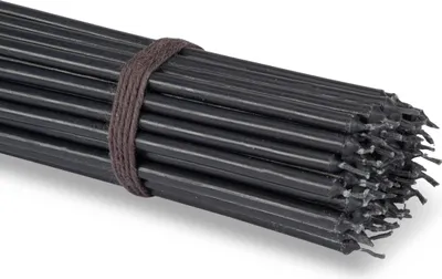 Produktbild von 100x Stabkerzen schwarz Tropffrei L 15cm Altarkerzen Premium Paraffinwachs 36135