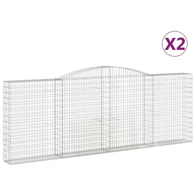 Produktbild von Gabionen mit Hochbogen 2 Stk. 400x30x140/160cm Verzinktes Eisen