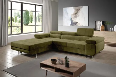 Produktbild von Eckschlafsofa PARASKA - olivgrün, linke Ecke