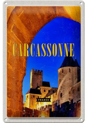 Produktbild von Blechschild Reise 20x30cm Retro Carcassonne France Mittelalter