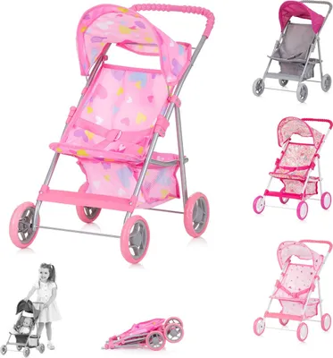Produktbild von Chipolino Puppenwagen Alice Aufbewahrungskorb klappbar, Sonnendach verstellbar rosa
