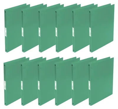 Immagine prodotto di Q-Connect KF02919, raccoglitore ad anelli / confezione da 12 pezzi / formato A4 / 4 anelli / diametro 16 mm / colore: verde trasparente