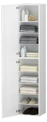 Produktbild von Mehrzweckgarderobe 1 Tür Ddastolf, Mehrzweckschrank mit 1 Tür, Multifunktionsgarderobe, 45x35h190 cm, Weiß