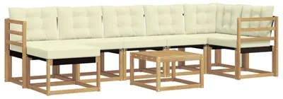 Produktbild von vidaXL Outdoor-Sofagarnitur mit Kissen 8 pcs Weiß und Creme