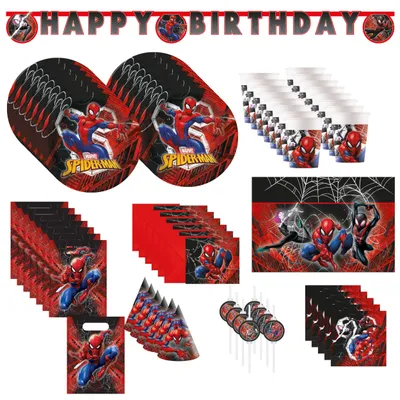 Produktbild von 82-tlg. Spiderman World Of Webs Partyset für Kindergeburtstag