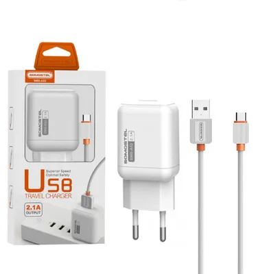 Zdjęcie produktu dla Ładowarka Sieciowa 2A + Kabel Typ-C Biały Somostel 2100Ma Usb-C Sms-A52 10W