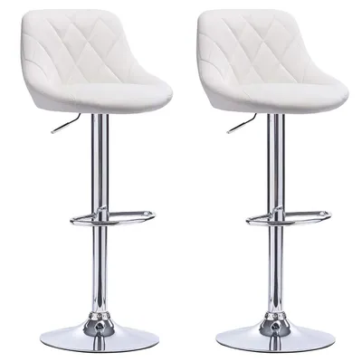 Produktbild von 2er Set Barhocker Barhocker Kunstleder höhenverstellbar 360°drehbar weiß